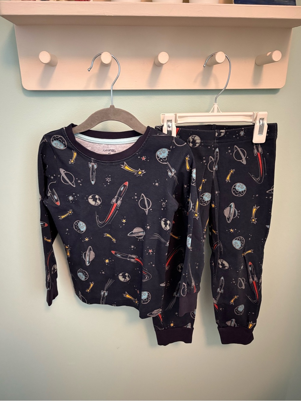 George Black Space Rocket Pajama Set with Planets